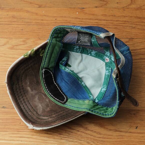 Vintage True Religion Trucker Hat Distressed RW Motorcycle Club Cap Leather Mesh - Picture 5 of 5